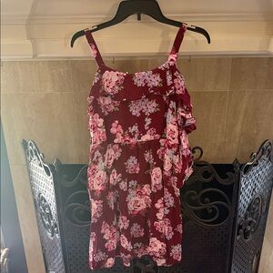 Justice floral Burgundy romper size 16